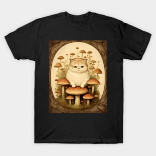 Feline Forest Fungi: Whimsical Adventures of Cats and Mushrooms T-Shirt